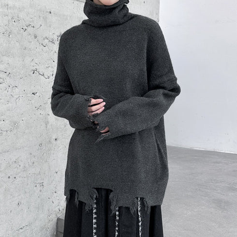 ダメージ加工タートルネックセーター・ニット /レディース モレビー|モード系ファッションブランド