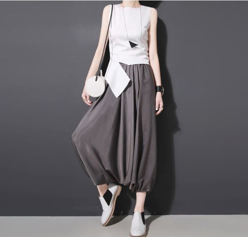 ガウチョパンツ サルエルパンツ アラジンパンツ グレー ブラック ゆったり /レディース モレビー|モード系ファッションブランド