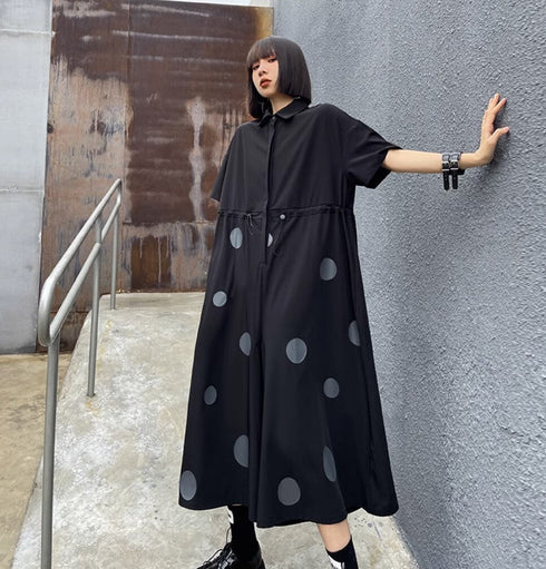 水玉サロペット オールインワン ビッグサイズロングワンピース ゆったり /レディース モレビー|モード系ファッションブランド