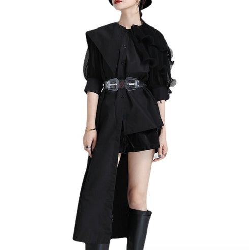 アシンメトリーモダンロングシャツ /レディース モレビー|モード系ファッションブランド