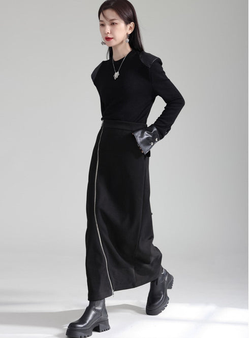 アシンメトリージッパーロングスカート /レディース モレビー|モード系ファッションブランド