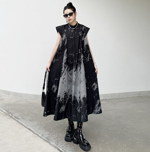 モノトーンノースリーブロングワンピース /レディース モレビー|モード系ファッションブランド