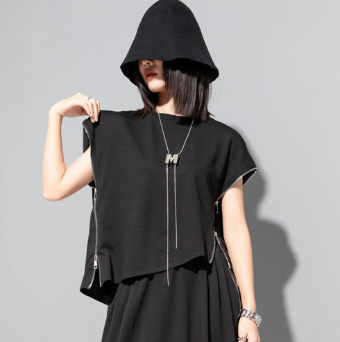 ノースリーブTシャツ ショート丈 クロップドシャツ ドロップショルダー /レディース モレビー|モード系ファッションブランド