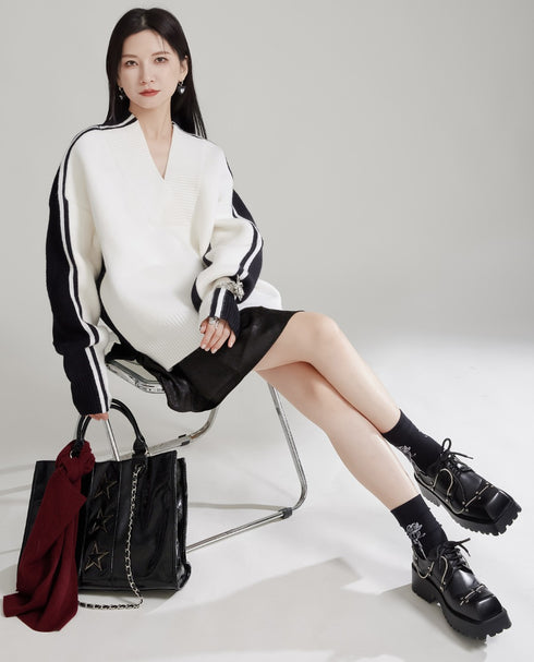 白黒ラインモノトーンセーター /レディース モレビー|モード系ファッションブランド