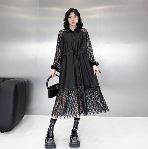 デニム&レース仕様ロングワンピース /レディース モレビー|モード系ファッションブランド