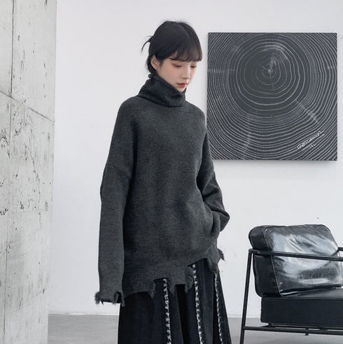 ダメージ加工タートルネックセーター・ニット /レディース モレビー|モード系ファッションブランド