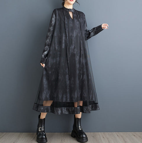 裾レースモダンロングワンピース /レディース モレビー|モード系ファッションブランド