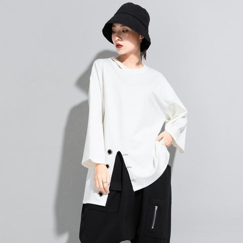 アシンメトリーリングデザインTシャツ/カットソー オーバーサイズ /レディース モレビー|モード系ファッションブランド