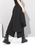 中性的 アシンメトリー袴パンツ フェイクレイヤード ブラック 9分丈 /ユニセックス ・メンズ モレビー|モード系ファッションブランド