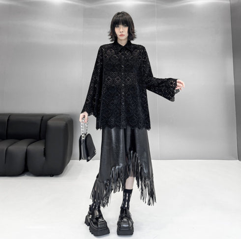 ルーズシルエットレース長袖シャツ /レディース モレビー|モード系ファッションブランド