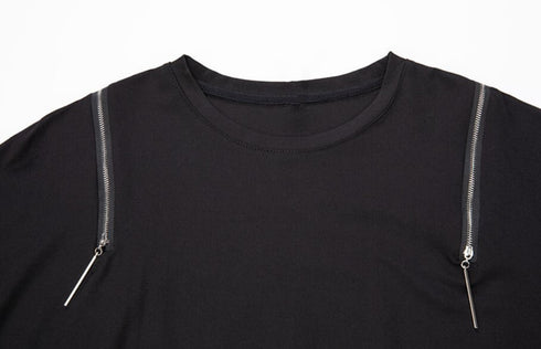 アシンメトリー半袖Tシャツ/カットソー ブラック ホワイト /レディース モレビー|モード系ファッションブランド