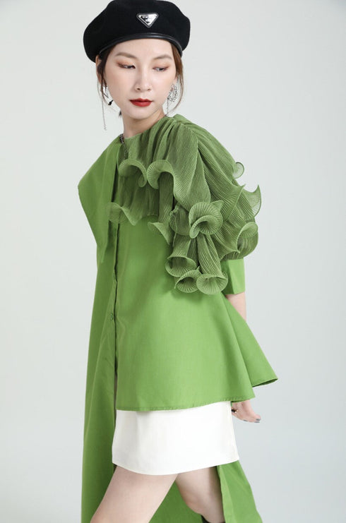 アシンメトリーモダンロングシャツ /レディース モレビー|モード系ファッションブランド