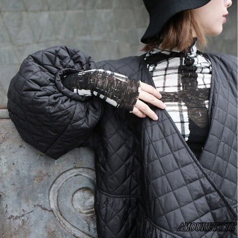 バルーンスリーブキルティングコート 羽織 七分袖 黒 ブラック /レディース モレビー|モード系ファッションブランド