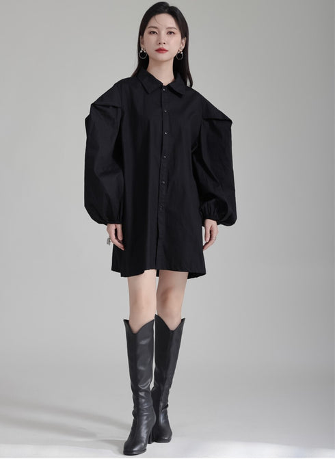 ネクタイ付きロングシャツブラウス /レディース モレビー|モード系ファッションブランド