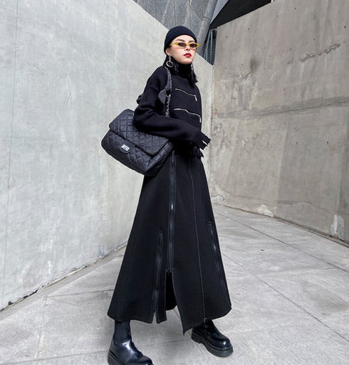 Aラインモダンロングスカート ブラック /レディース モレビー|モード系ファッションブランド