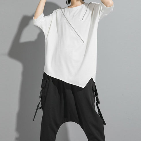 五分袖アシンメトリーTシャツ/カットソー /ユニセックス モレビー|モード系ファッションブランド