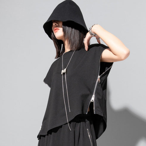 ノースリーブTシャツ ショート丈 クロップドシャツ ドロップショルダー /レディース モレビー|モード系ファッションブランド