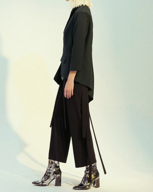 バイカラーアシンメトリージャケット モノトーン白黒スーツ /レディース モレビー|モード系ファッションブランド