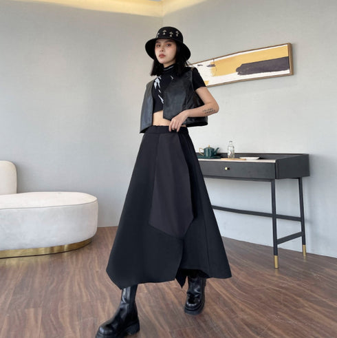 ファスナータイプアシンメトリーロングスカート モダン おしゃれ /レディース モレビー|モード系ファッションブランド