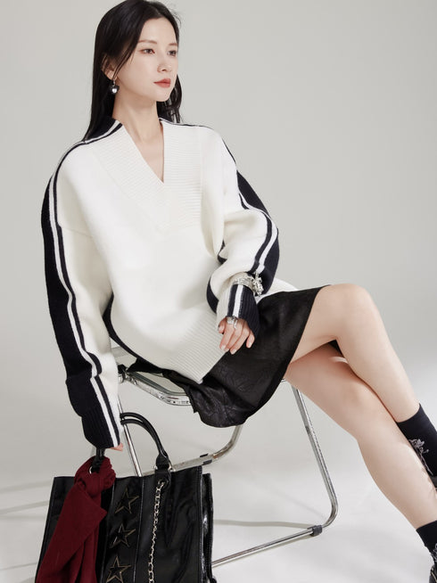白黒ラインモノトーンセーター /レディース モレビー|モード系ファッションブランド