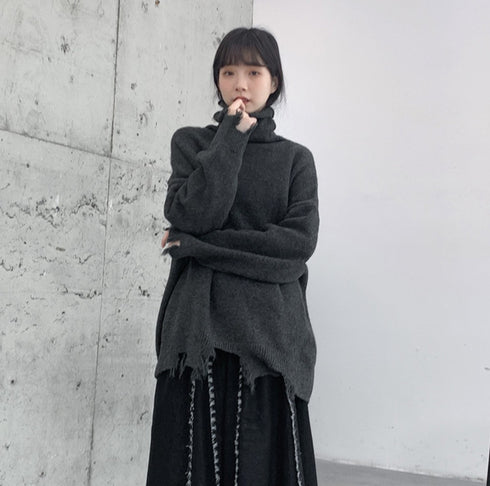 ダメージ加工タートルネックセーター・ニット /レディース モレビー|モード系ファッションブランド