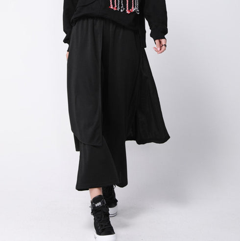 アシンメトリー袴パンツ ブラック /ユニセックス ・メンズ モレビー|モード系ファッションブランド