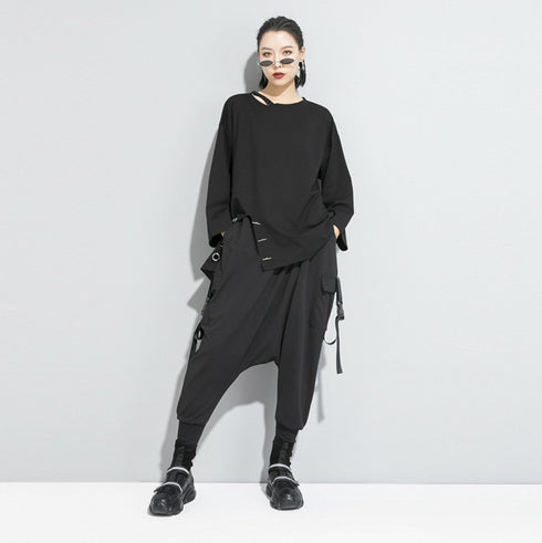 アシンメトリーリングデザインTシャツ/カットソー オーバーサイズ /レディース モレビー|モード系ファッションブランド