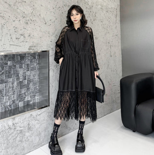 デニム&レース仕様ロングワンピース /レディース モレビー|モード系ファッションブランド