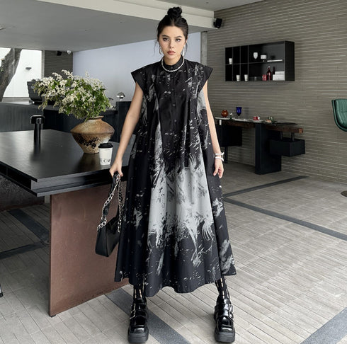 モノトーンノースリーブロングワンピース /レディース モレビー|モード系ファッションブランド