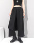 中性的 アシンメトリー袴パンツ フェイクレイヤード ブラック 9分丈 /ユニセックス ・メンズ モレビー|モード系ファッションブランド