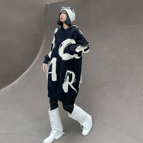 モノトーン白黒オーバーサイズ/ビッグサイズ個性派モダンセーター・ニット おしゃれ /レディース モレビー|モード系ファッションブランド