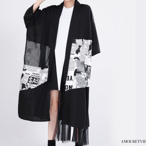 中性的 アウター ロング和風カーディガン 羽織 メッシュ /ユニセックス ・メンズ モレビー|モード系ファッションブランド