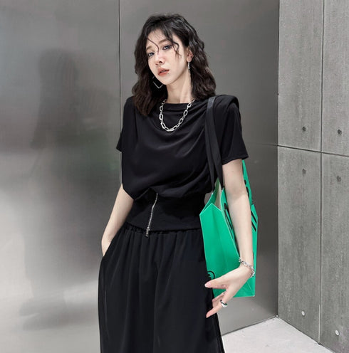 モダンおしゃれ半袖シャツ/カットソー ブラック 黒 /レディース モレビー|モード系ファッションブランド