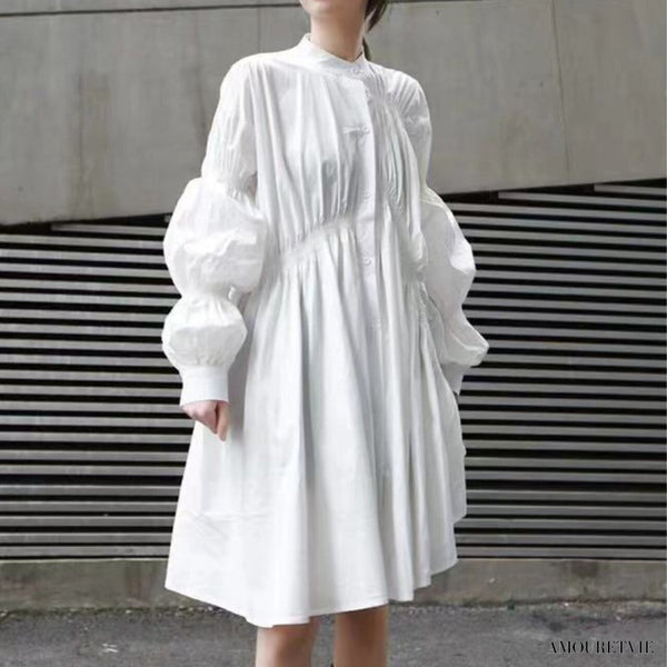 アシンメトリープリーツワンピース ビッグサイズ /レディース モレビー|モード系ファッションブランド