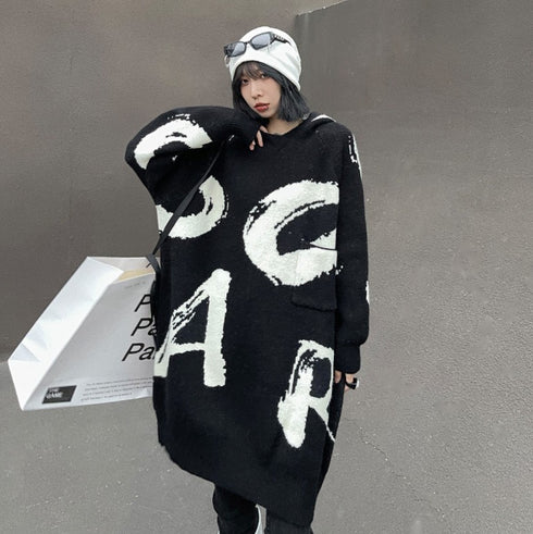 モノトーン白黒オーバーサイズ/ビッグサイズ個性派モダンセーター・ニット おしゃれ /レディース モレビー|モード系ファッションブランド