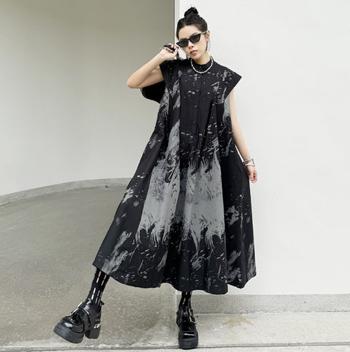 モノトーンノースリーブロングワンピース /レディース モレビー|モード系ファッションブランド