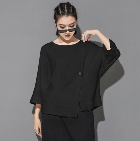 スリット入りアシンメトリー七分袖Tシャツ /レディース モレビー|モード系ファッションブランド