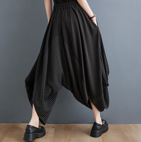 中性的 ゆったり袴パンツ クロップドパンツ ストライプ /ユニセックス ・メンズ モレビー|モード系ファッションブランド