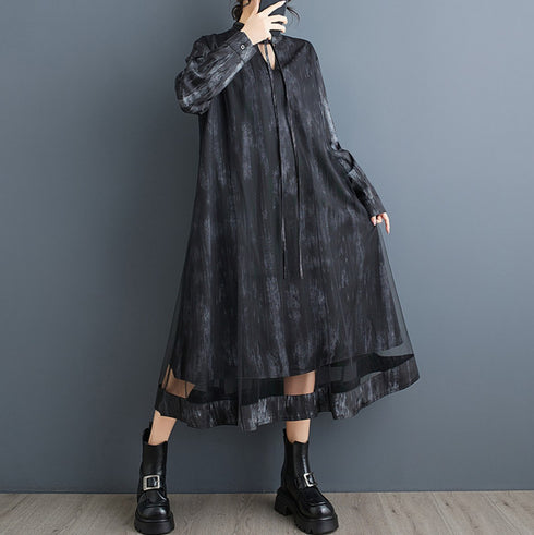 裾レースモダンロングワンピース /レディース モレビー|モード系ファッションブランド