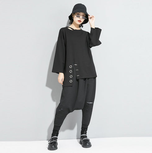 アシンメトリーリングデザインTシャツ/カットソー オーバーサイズ /レディース モレビー|モード系ファッションブランド