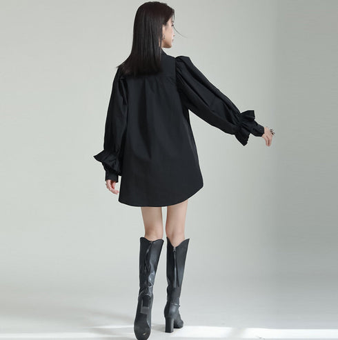 プリーツロングシャツ/ブラウス パフスリーブ ランタンスリーブ /レディース モレビー|モード系ファッションブランド