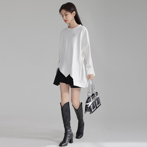 アシンメトリートレーナー/スウェット ファスナー付き /レディース モレビー|モード系ファッションブランド