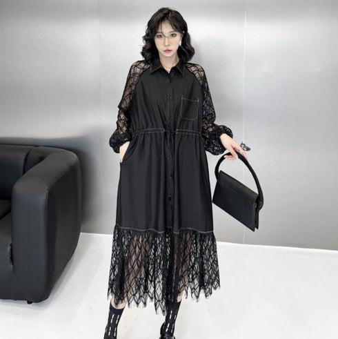 デニム&レース仕様ロングワンピース /レディース モレビー|モード系ファッションブランド