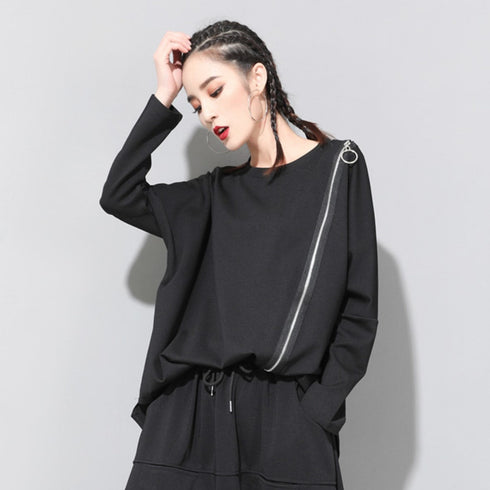 ヘムデザイン長袖ロングシャツ/カットソー アシンメトリー /レディース モレビー|モード系ファッションブランド