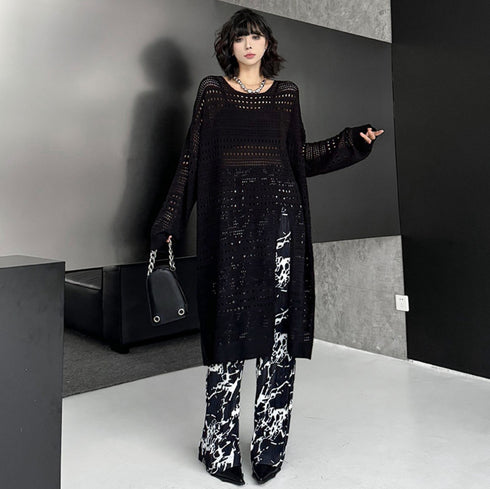 アシンメトリーオープンニットロングシャツ /レディース モレビー|モード系ファッションブランド