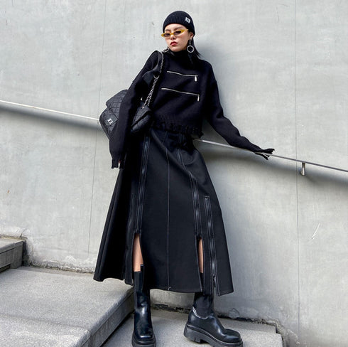 Aラインモダンロングスカート ブラック /レディース モレビー|モード系ファッションブランド