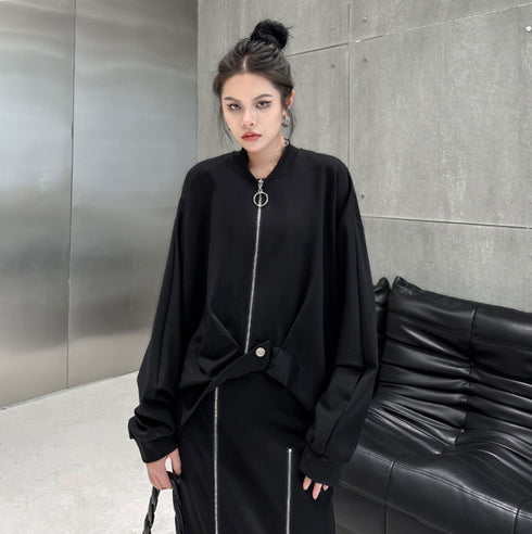 モダンデザインアシンメトリージャケット ブラック /レディース モレビー|モード系ファッションブランド