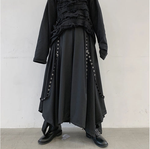 ビッグサイズ袴パンツ 黒 ブラック ビッグシルエット /ユニセックス ・メンズ モレビー|モード系ファッションブランド