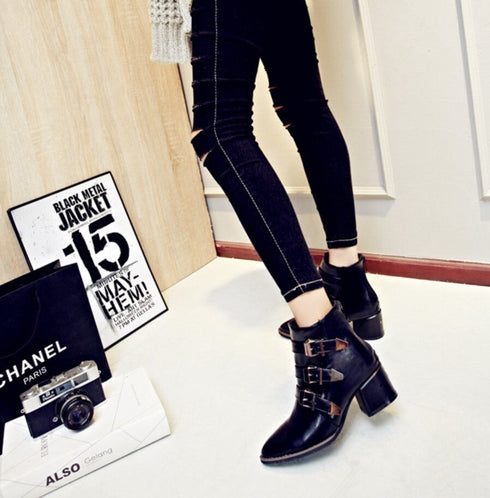 ショートブーツ ヒール スタイリッシュ /レディース モレビー|モード系ファッションブランド