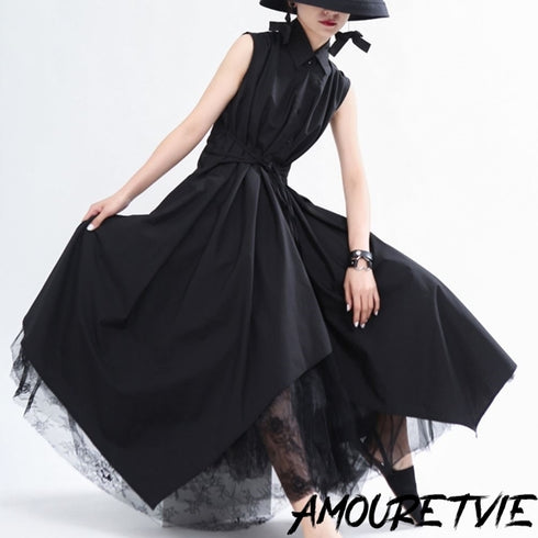 スタイリッシュノースリーブロングワンピース /レディース モレビー|モード系ファッションブランド